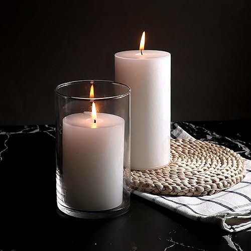 Miniatura 4 de Juego de 3 jarrones cilíndricos de vidrio para centros de mesa, florero transparente de 6 pulgadas de alto para decoración del hogar, portavelas,