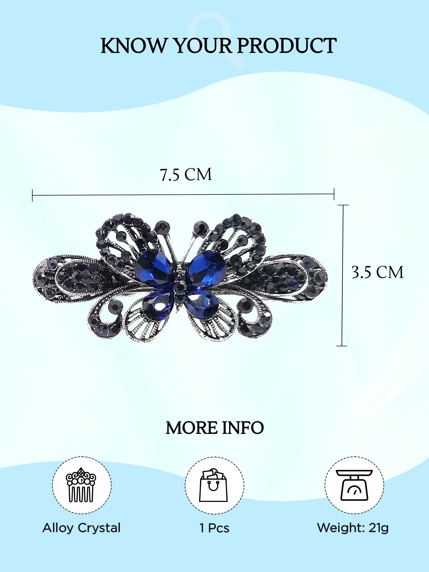 Butterfly Crystal French Hair Clips, Elegant Accessories
