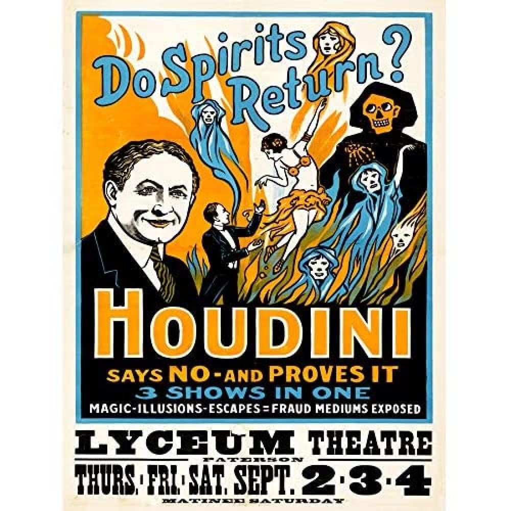 Wee Blue Coo Vintage Advert Theatre Spirits Houdini Art Large Art Print Poster Wall Decor 18x24 inch