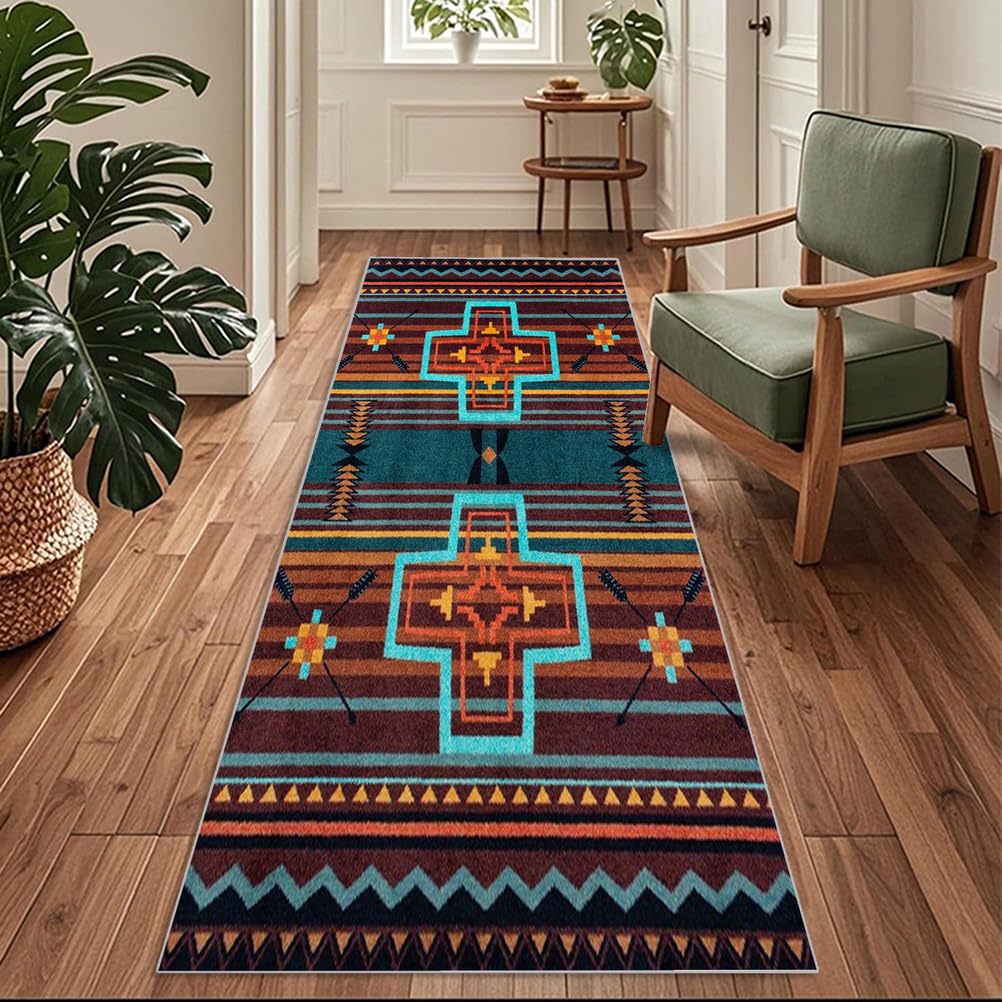 Siunwdiy Extra Long Runner Rugs for Hallway 140x220cm Moroccan Boho Carpet Runners for Hallways Non Slip Long,Kitchen Rugs Washable,Corridors Runner Rug for Living Room,Entrance,Home Decor
