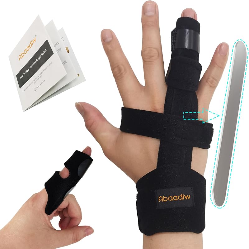 Trigger Finger Splint 2 Pack, Hand Brace for Index, Middle & Ring Fingers | One Large One Small, Adjustable Length, Breathable Fabric, Bendable Aluminum Core, Fits Left & Right, Day & Night Use