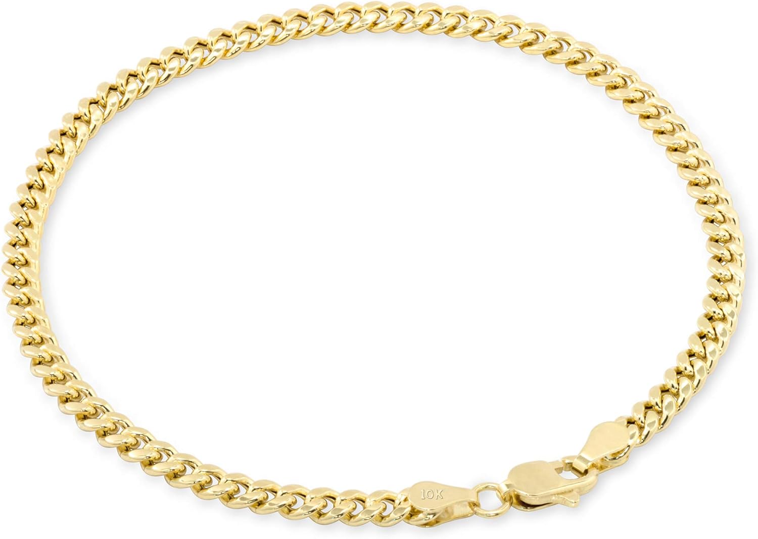 Nuragold 10k Real Yellow Gold Miami Cuban Link 4mm Chain Bracelet (7"-9") Italian Jewelry for Men & Women