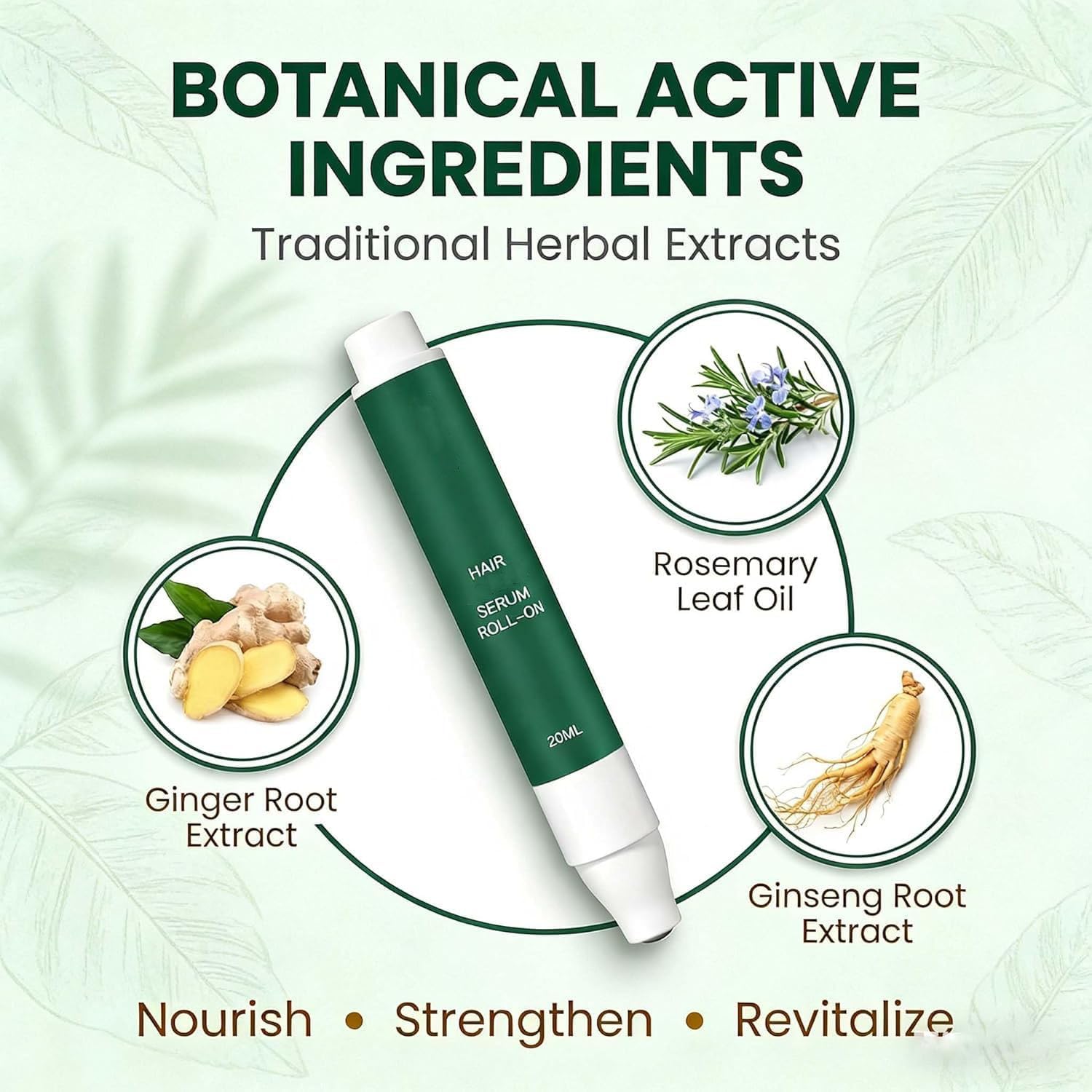 Roota Hair Growth Serum Roll-On,Au Romarin, Sérum Revitalisant pour Cheveux Plus Denses, Soin Anti-Chute pour Hommes et Femmes (3 Pièce)