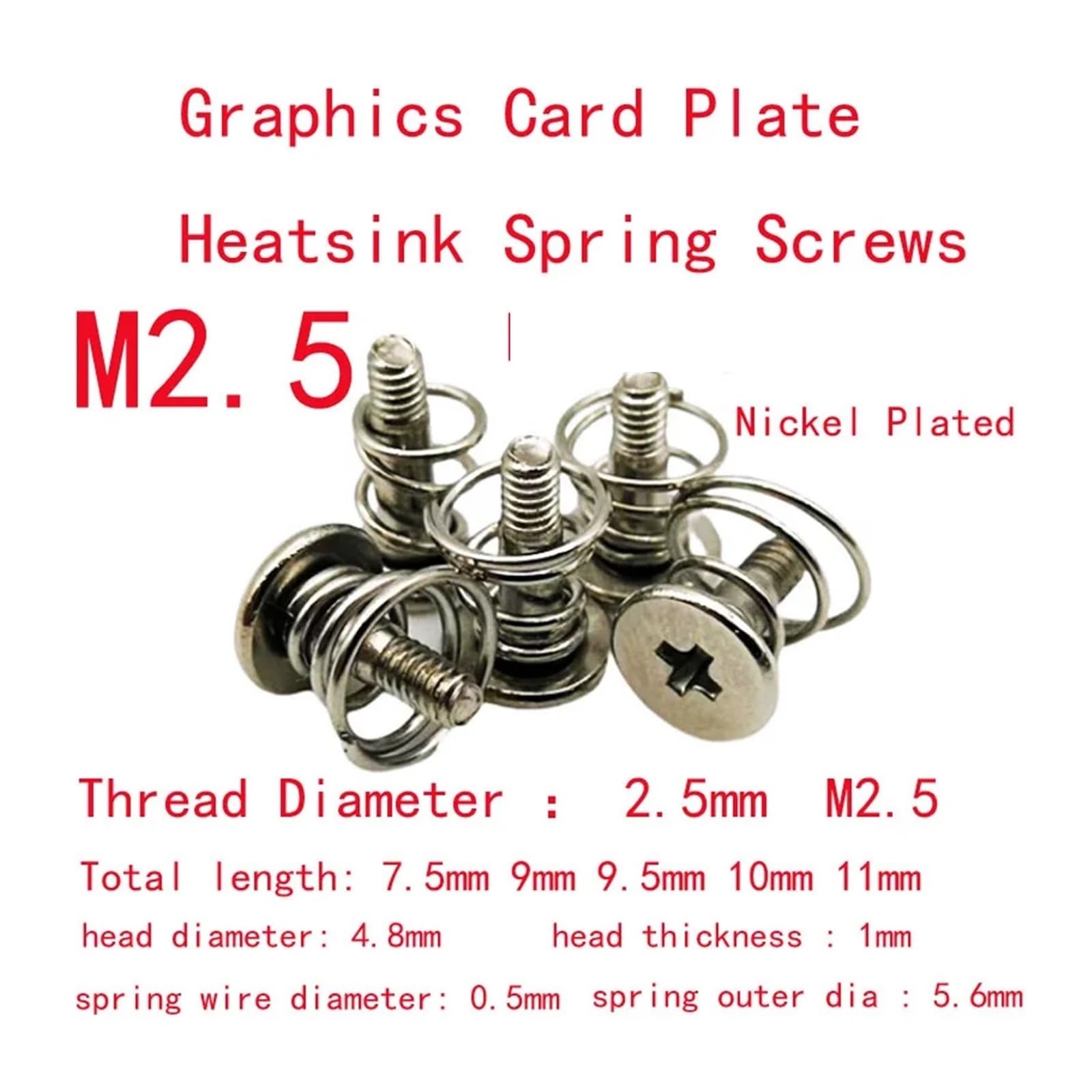 PC-Lüfterschrauben, 15 Stück, M2, M2,5, M3, M4, Federschrauben, vernickelt, Kreuz,Schrauben für Lüfter(M4x14.2mm)
