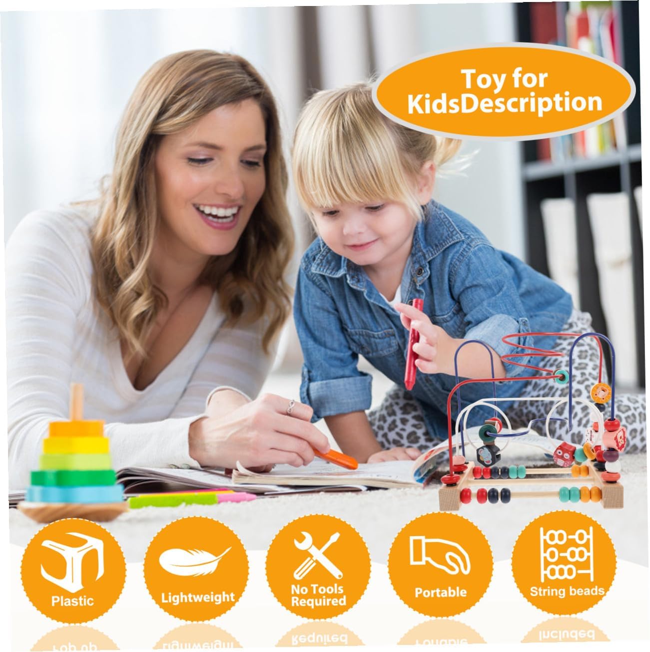 Vaguelly Wooden Beads Maze Roller Educational Puzzle for Early Learning Cognitive Development Birthday
