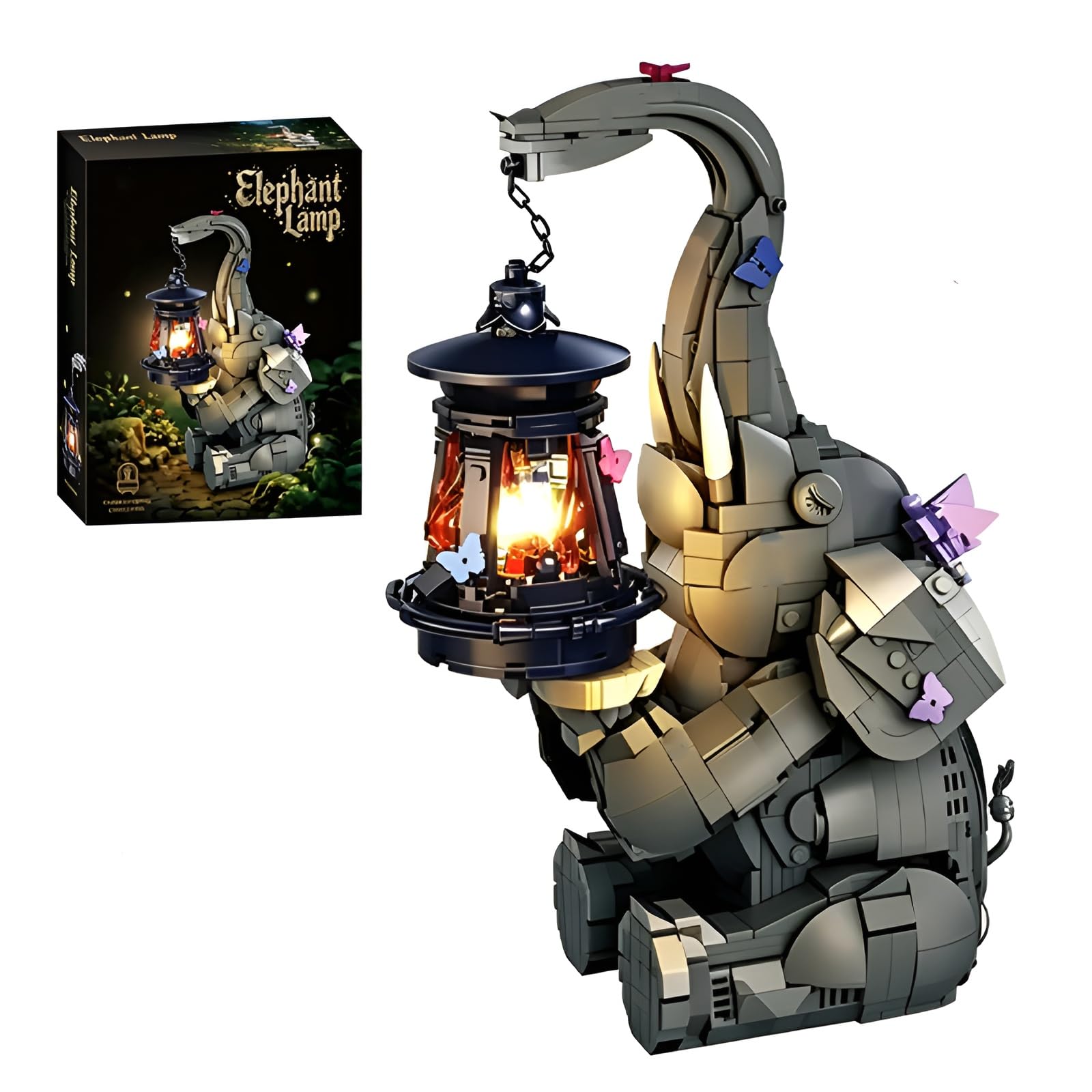Elephant Lantern Building Set, Animal Model Display Decor Gifts-1106PCS