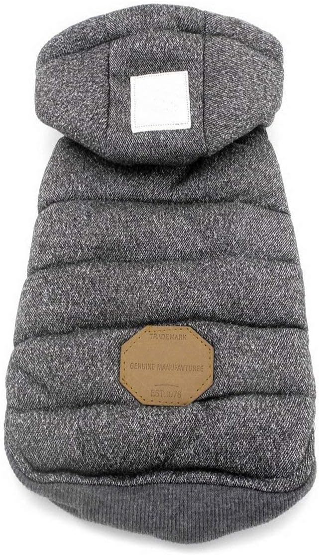 Dog Coat Rdc Pet Hoodie Cold Weather Coats Warm Dog Apparel Winter Thick Clothes Dog Cozy Jacket for Small Dog Medium Cat (XXL, Grey)