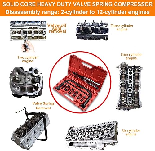 Miniatura 6 de Compresor de resorte de válvula, con 11 herramientas de compresor de resorte de válvula, herramienta de extracción de guía de válvula para