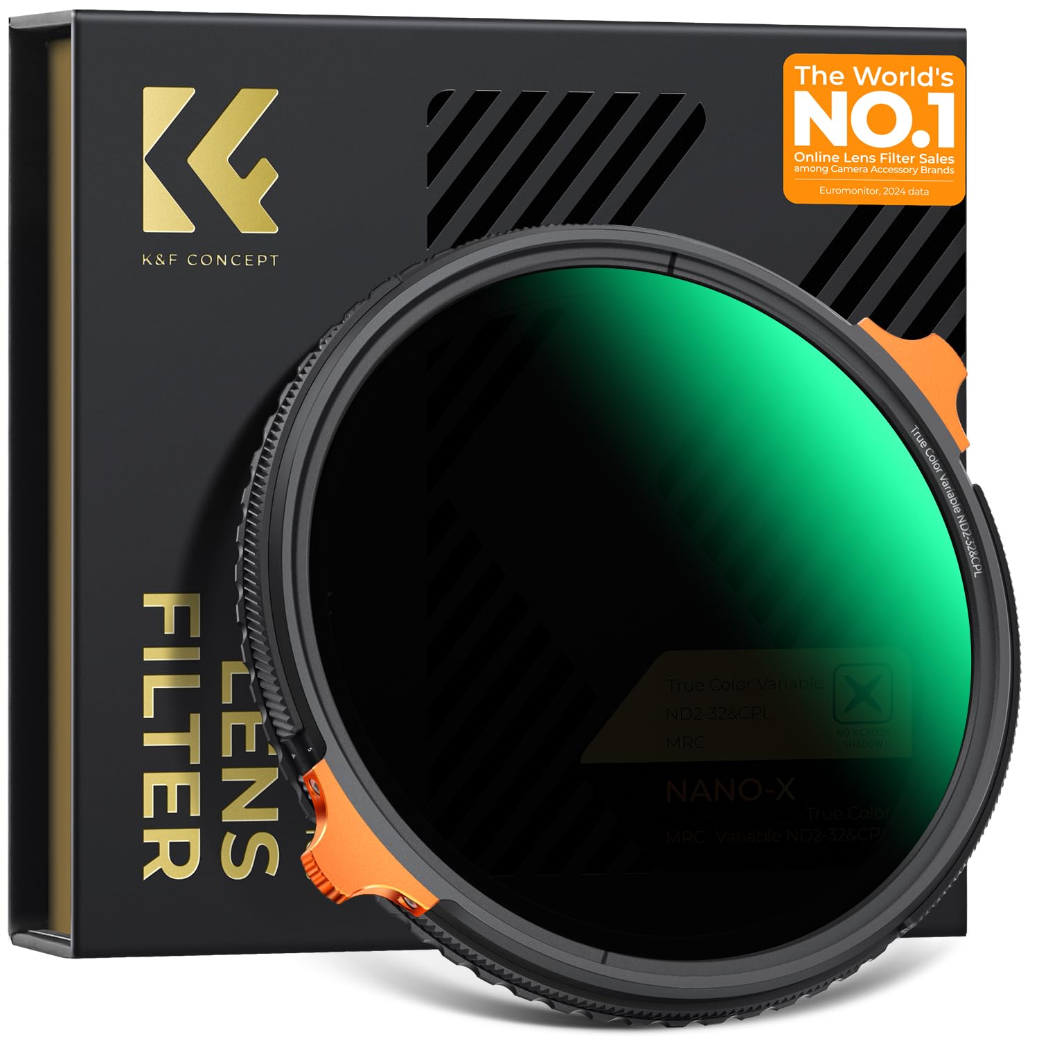 K&F CONCEPT 82mm True Color Variable Fader ND2-32 ND Filter and CPL Circular Polarizing Lens Filter in 1 for Camera Lens Neutral Density Polarizer Filter (Nano-X Series)