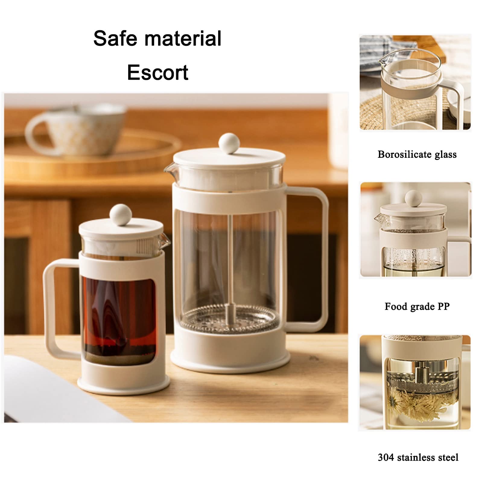 Cafetera Émbolo Para Regalos De Viaje De Campamento, Cafetera Francesa De Vidrio De Borosilicato Espesado Resistente Al Calor Con Filtro De Acero Inoxidable, French Press Multifuncional Para Té O Caf