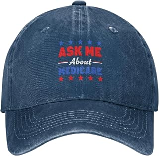 Ask Me About Medicare Golf Hats Health Insurance Consultant Retro Dad Caps Fitted Denim Running Baseball Cap