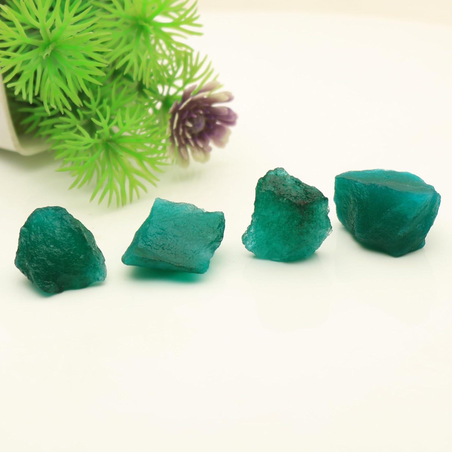 GEMHUB Gemstone For Jewelry 35.00 Ct Natural Rock Rough Raw Green Emerald Loose Gemstone for Jewelry Making Lot of 4 Pcs