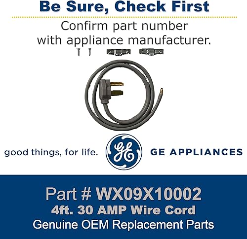 Miniatura 2 de Ge neral Electric WX09X10002 - Cable secador de alambre de 4 pies y 30 amperios