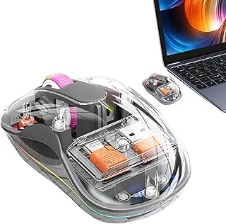 充電式ワイヤレスコンピュータ制御、サイレントコンピュータ制御ワイヤレス - RGB ライトコンピュータ制御透明マウス,学習室、寮のサイレントクリックでコンピュータ制御を行う作業学習ゲーム
