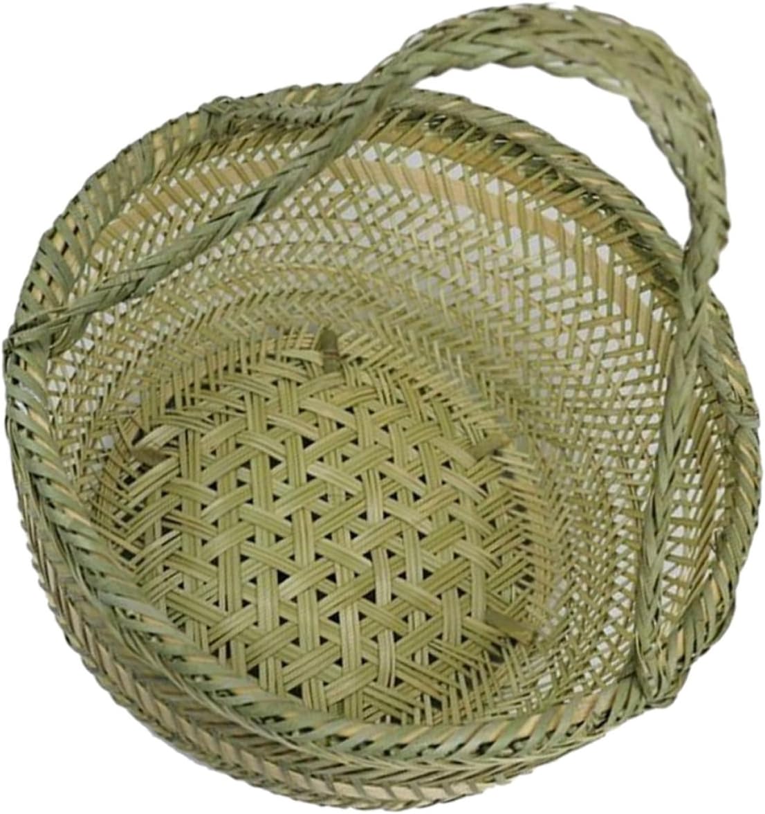 ULTECHNOVO Hand Woven Storage Basket Multi-functional Egg and Vegetable Basket with Handle Rustic Style Convenient to Carry and Decorative Light Green for Kitchen Use