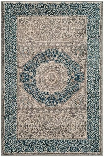 Miniatura 3 de Safavieh Sofia Collection SOF365A tapete clásico color gris claro y azul, Polipropileno, azul, gris (Light Grey  Blue)