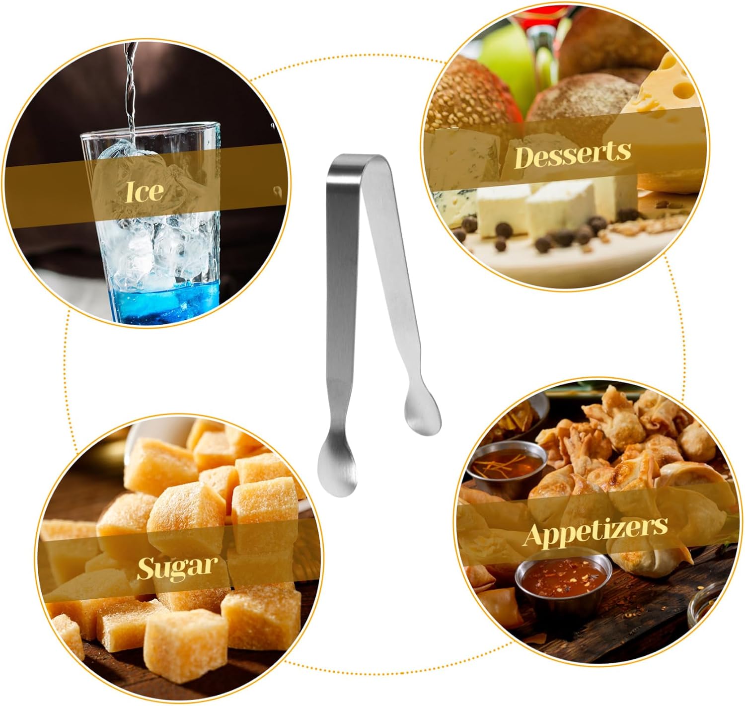 6pcs Small Stainless Steel Ice Tongs Serving Tongs for Sugar Cubes Mini for Appetizers Tea Party Kitchen