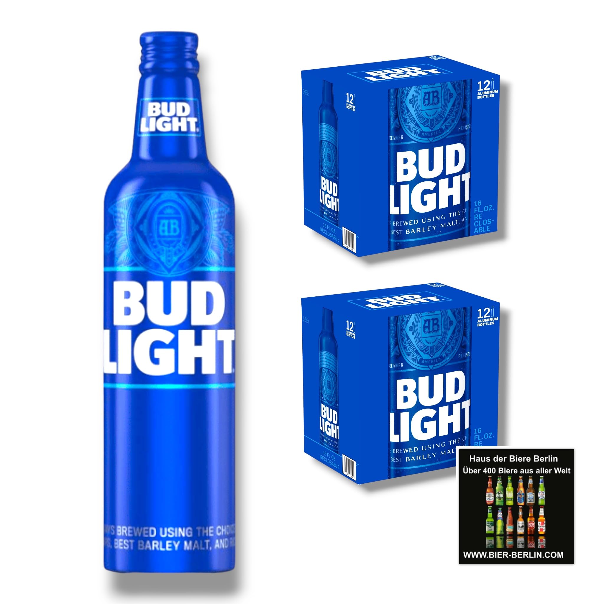 Bud Light Aluflasche 24 x 473ml - Original Import aus den USA - Twist-Off Cap - Anheuser Busch