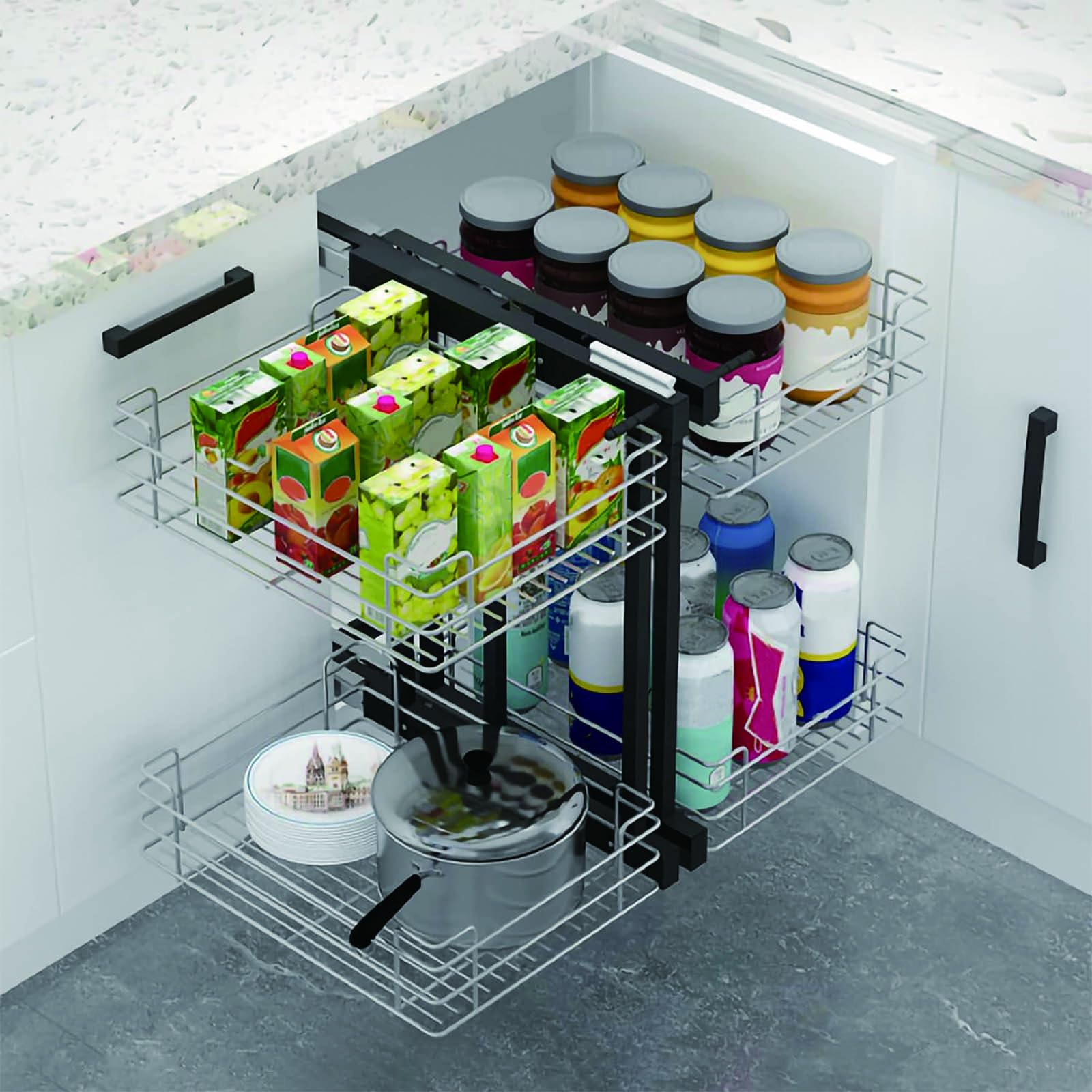 Meuble d'angle borgne Corner Optimizer pour régler le problème des placards profonds