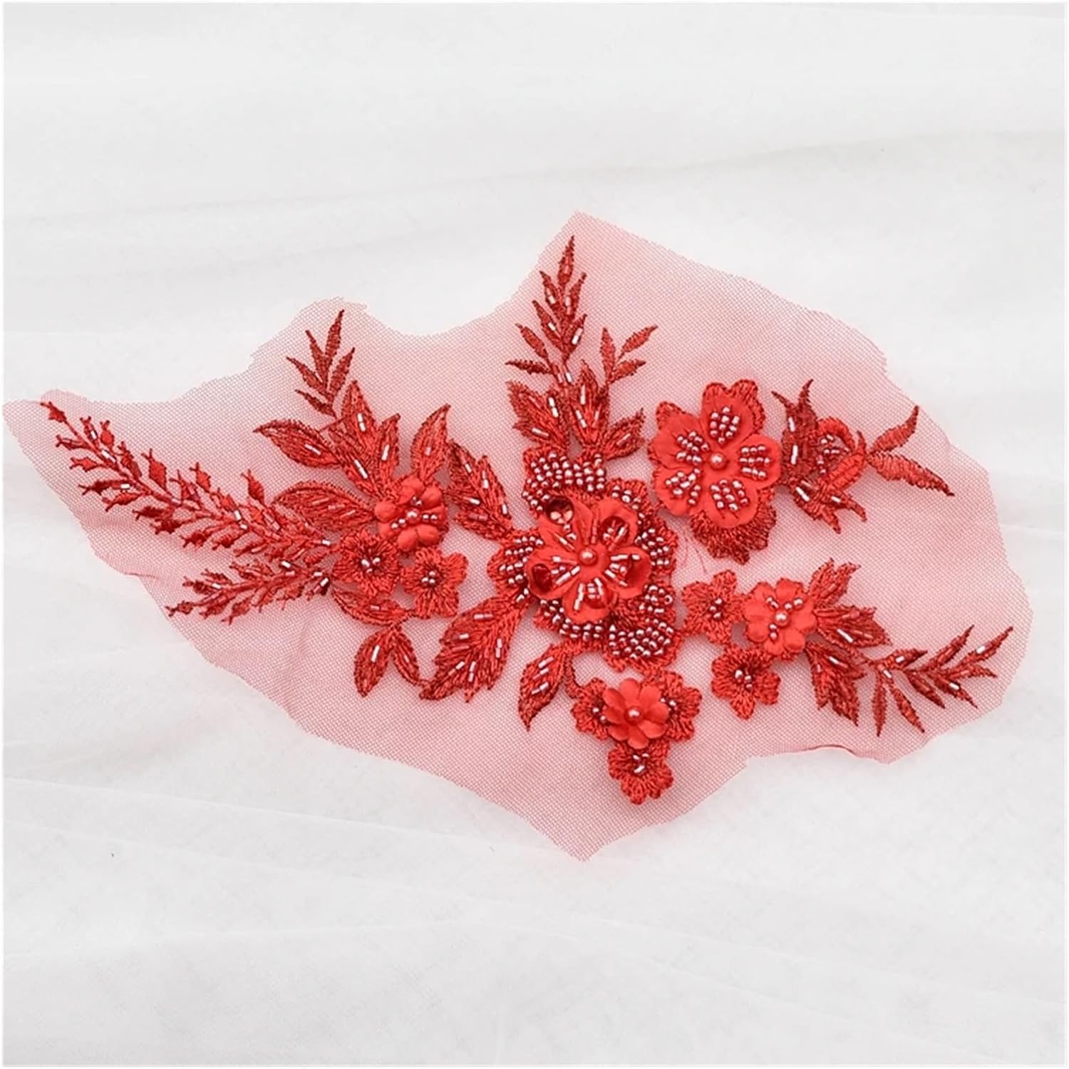 Beaded Embroidery Lace Appliques 4Pcs/Lot Beads Lace Patch Flowers for Jacket Wedding Dress DIY Decorative Accessories(Color 12)