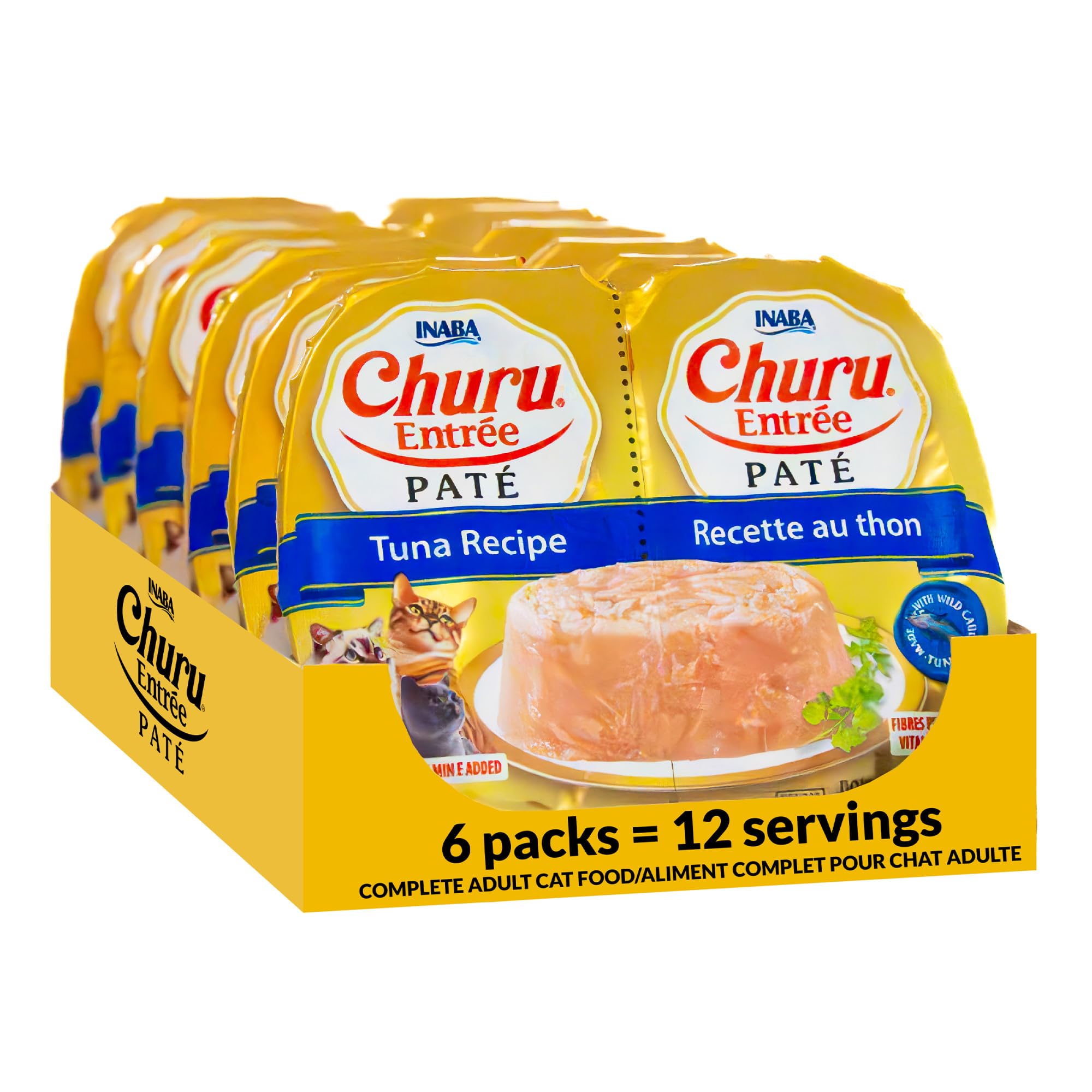 INABA Churu Entree Pate Wet Cat Food Cup, Tuna, 6ct