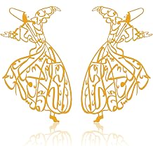 Slickss 2 Pieces Gold Islamic Wall Decor, Metal Islamic Wall Art with Dancing Silhouette Design - Ramadan Decorations, Spiritual Gift for Muslims, Eid Mubarak Decor