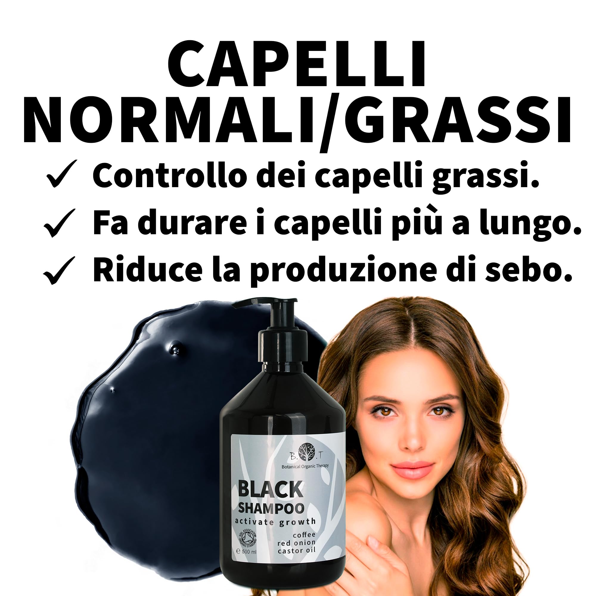 Shampoo alla Cipolla, Caffeina e Olio Ricino Capelli Volumizzante, Rinforzante, Anticaduta, Antiforfora e Attivatore Crescita Capelli Senza Solfati - 2000 ml