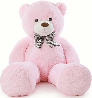 Poutmac Big Pink Teddy Bear 4Ft Giant Stuffed Animal Plush Toy for Girlfriend Women Kids for Valentines Christmas Birthday