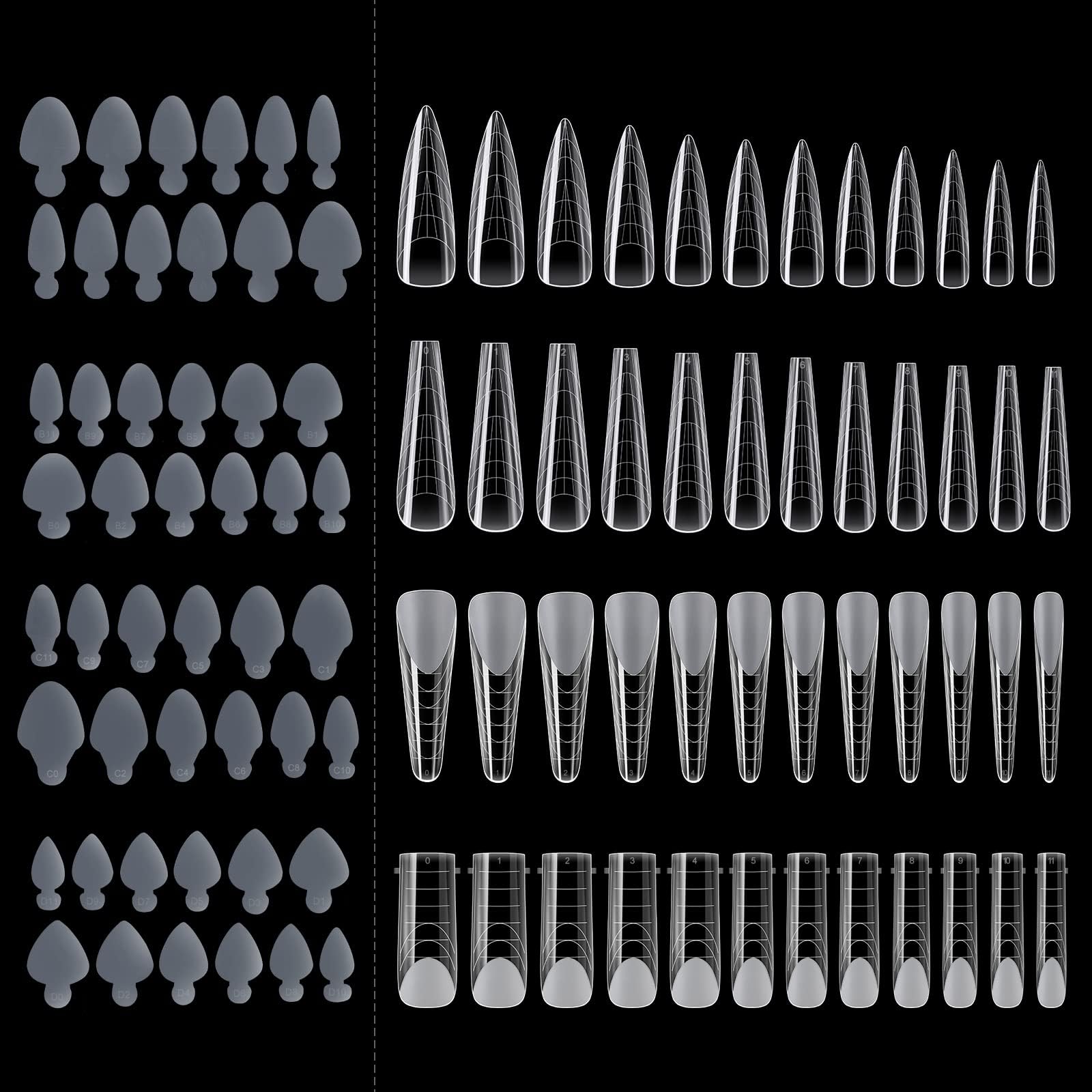 NMKL38 288PCS Dual Nail Form with French Silicone Sticker Reusable Dual System Mold Kit for Nail French Line Guides Manicure Tool