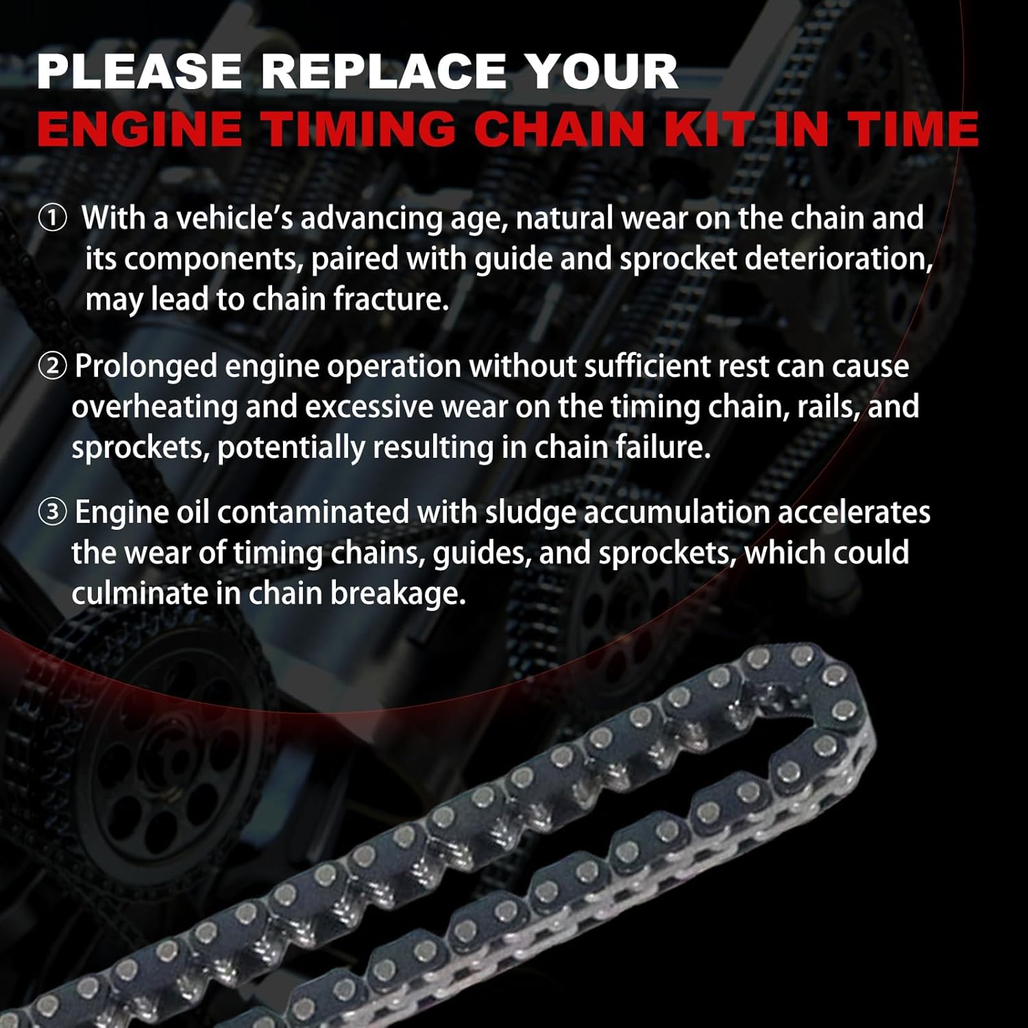 Timing Chain Kit 2.0L 1.6L Fit for GLC300 2016-2018 for GLC250 2017-2018 for C300 C250 C200 15-18, for GLA250 15-18 CLA200 13-18 GLA180 17-18, for E300 / E250 / E200 Engine Time Parts