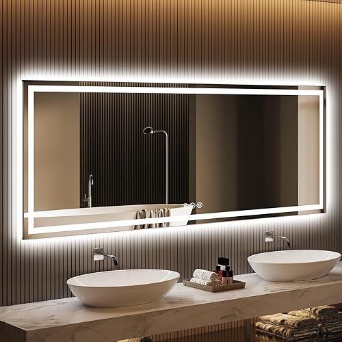 Miniatura 22 de Espejo de baño LED de 20 x 28 pulgadas, espejo de baño antivaho con luces, espejos de tocador iluminados montados en la pared, regulable,