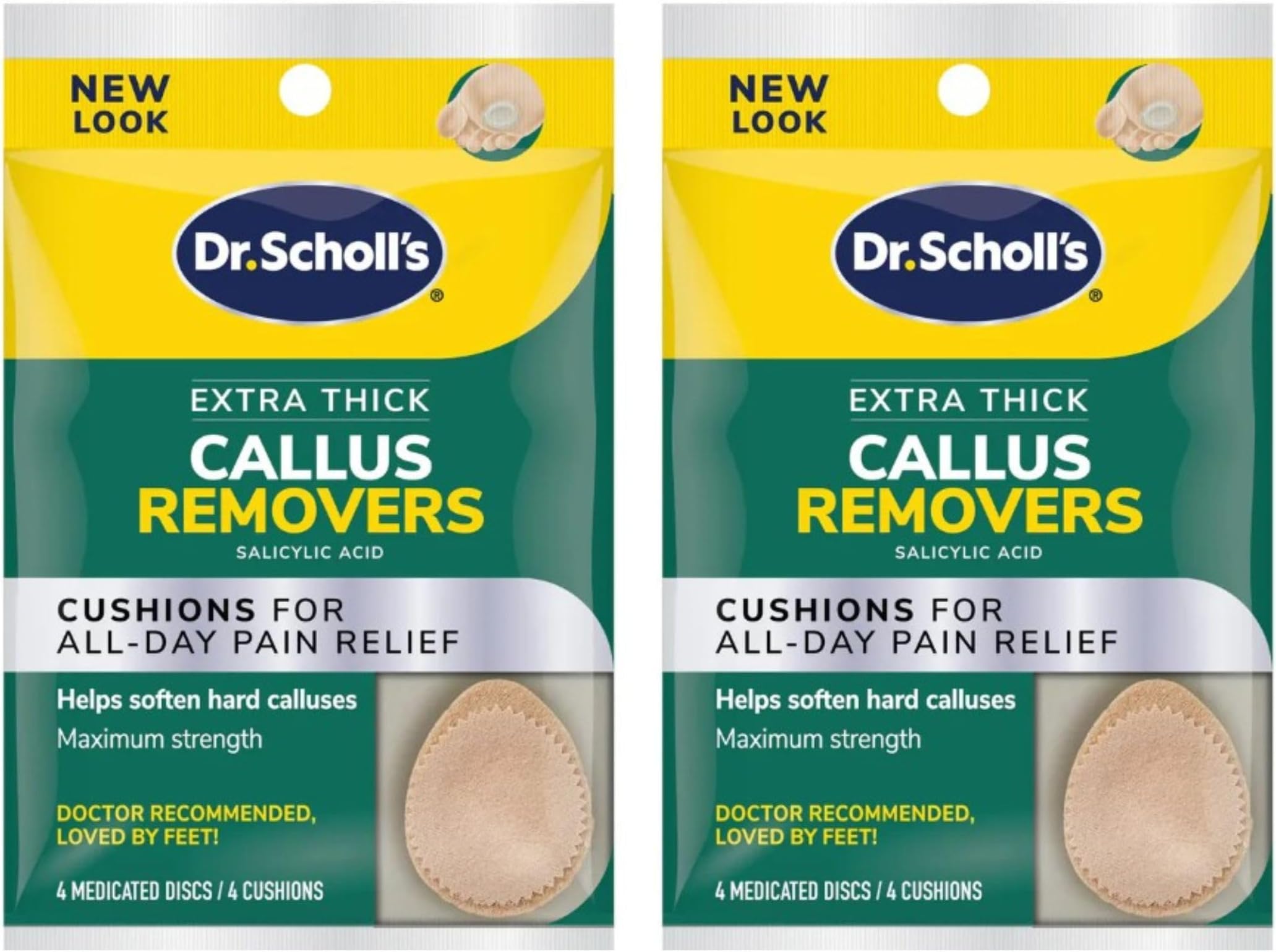 Extra Thick Callus Removers 4 Cushions ea.(Packs of 2)