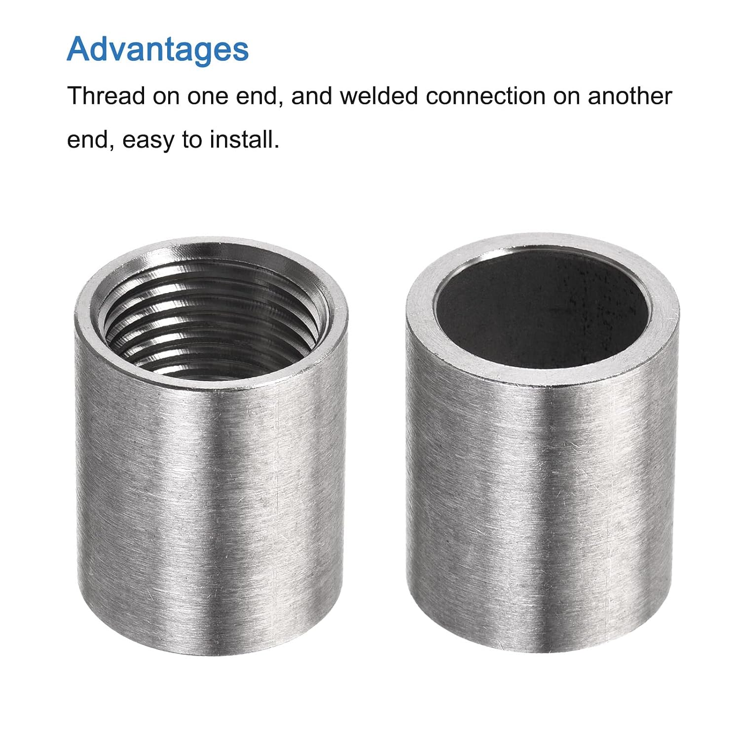 MECCANIXITY Weld Coupling 304 Stainless Steel 3mm Thickness 1/2 NPT Female Half Threaded Weldable Pipe Fuel Tank Bung Fittings Connector 3Pcs