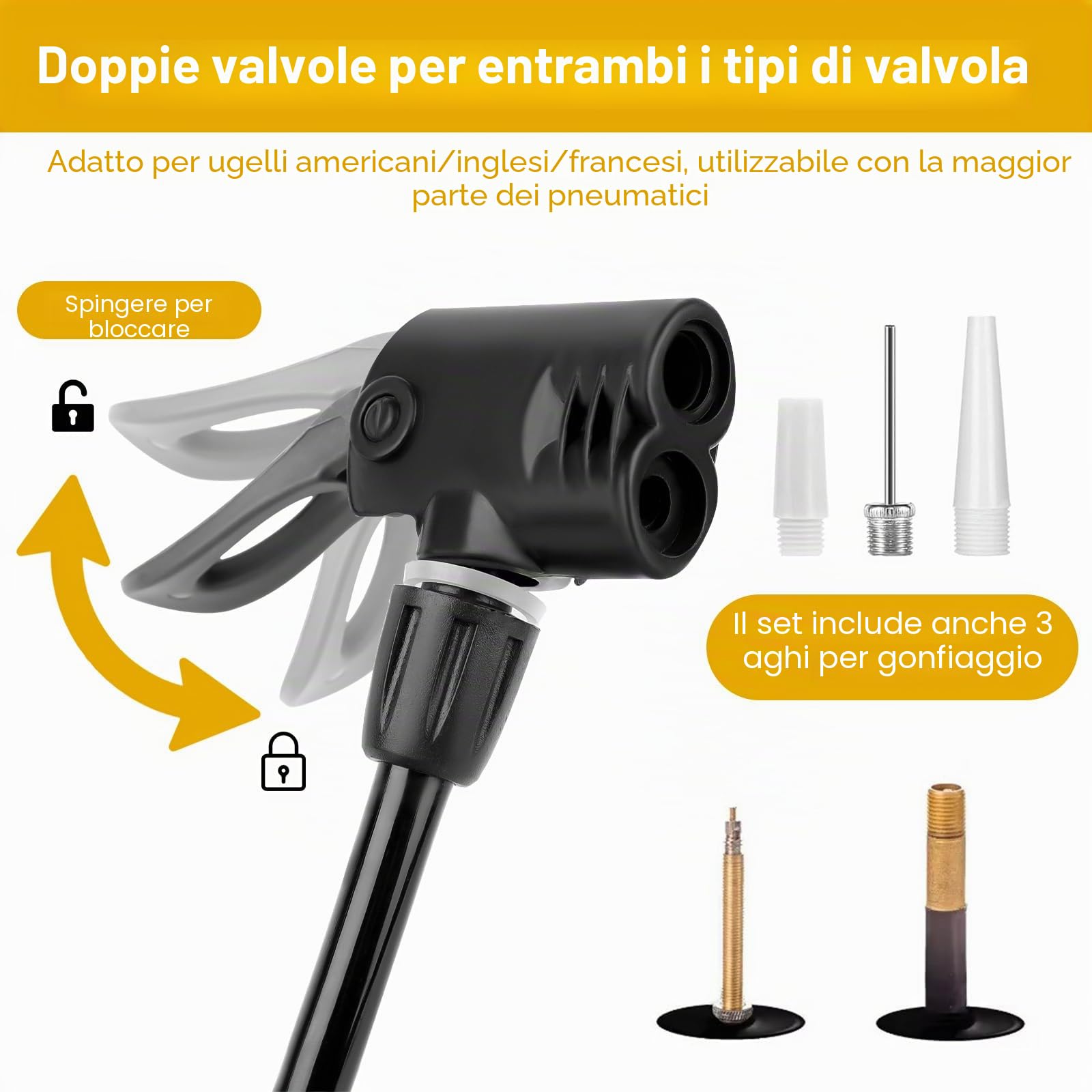MXTIMWAN Pompa Aria per Bicicletta, Pompa Bici con Manometro da 160 PSI, Pompa da Pavimento Portatile per Bicicletta, Gonfiatore Bici con Ago Multifunzionale per Bici, Moto, Palloni e Altro Ancora