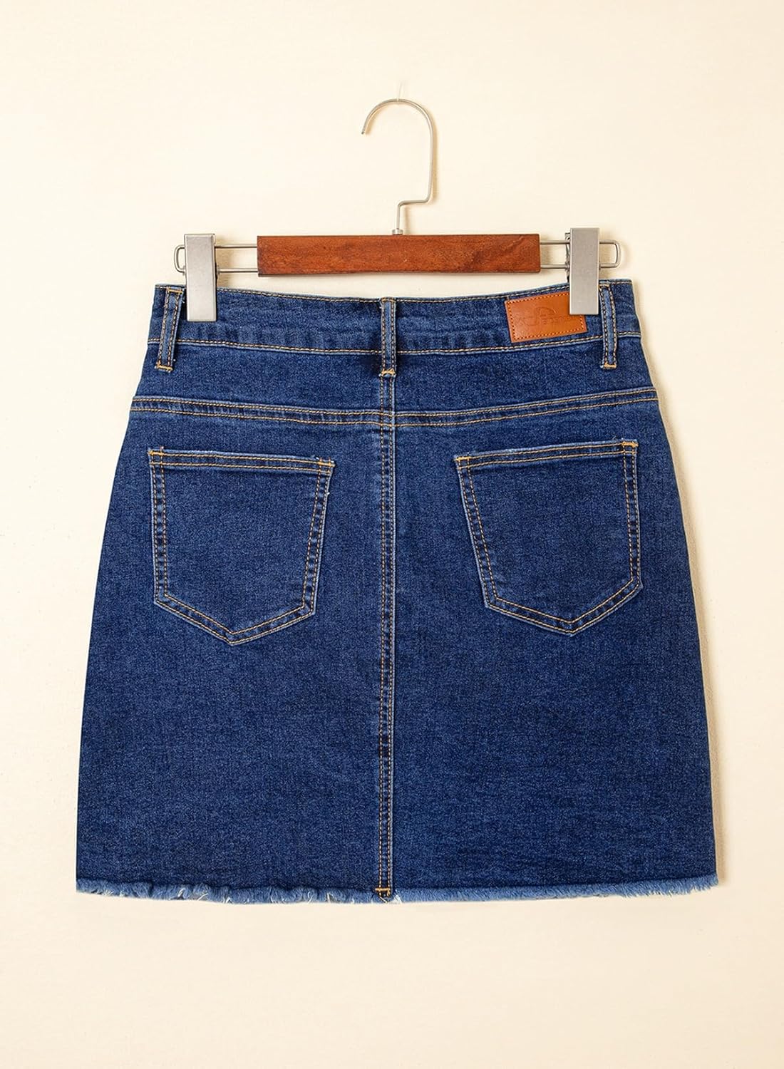 Sidefeel Women's Jean Skirt Stretchy Ripped Frayed Button Fly Summer Denim Skirt - Image 7