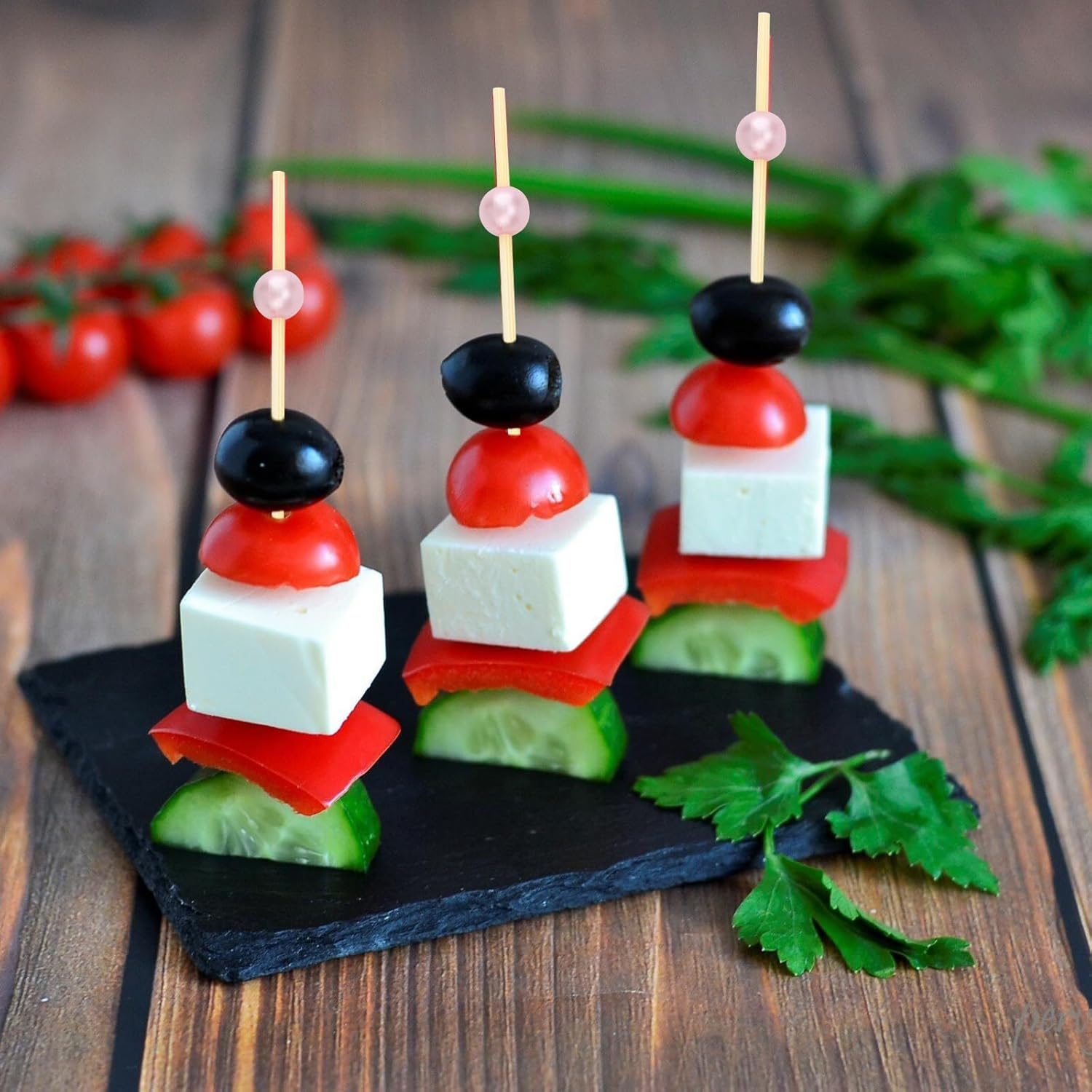 200 PCS Pink Cocktail Toothpicks for Appetizers, Natural Bamboo Coctail Skewers Sticks, Pearl Decorative Cocktail Tooth Picks for Drinks, Fruit, Charcuterie, Wedding Food Party Fancy 4.7 Inch Long