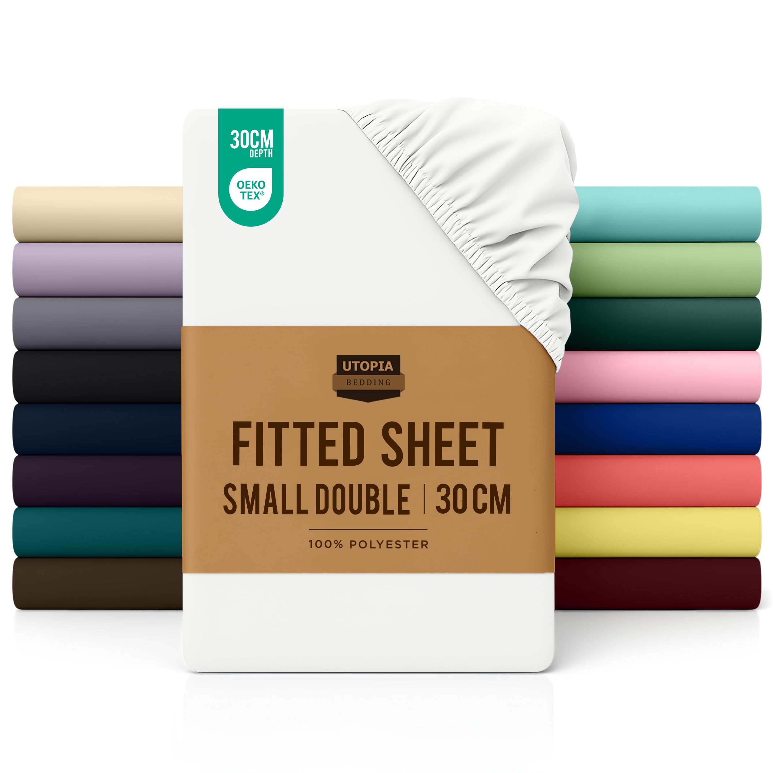 Utopia Bedding Fitted Sheet Small Double / 4ft, White - Deep Pocket 12 inch (30 cm) - Easy Care - OEKO-TEX Certified - Soft Brushed Microfibre Fabric - Shrinkage and Fade Resistant - Bottom Sheet