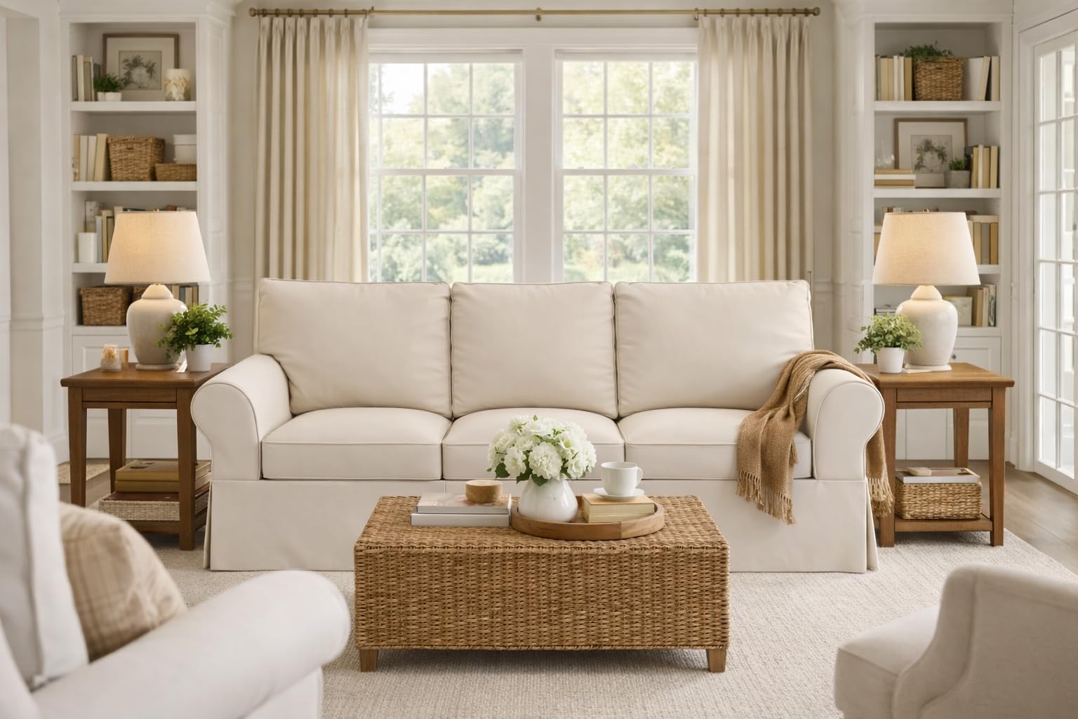 Housse De Canapé Pottery Barn PB Basic - Taille 3 Places (82,5 Pouces) - Coloris Beige - Neuf