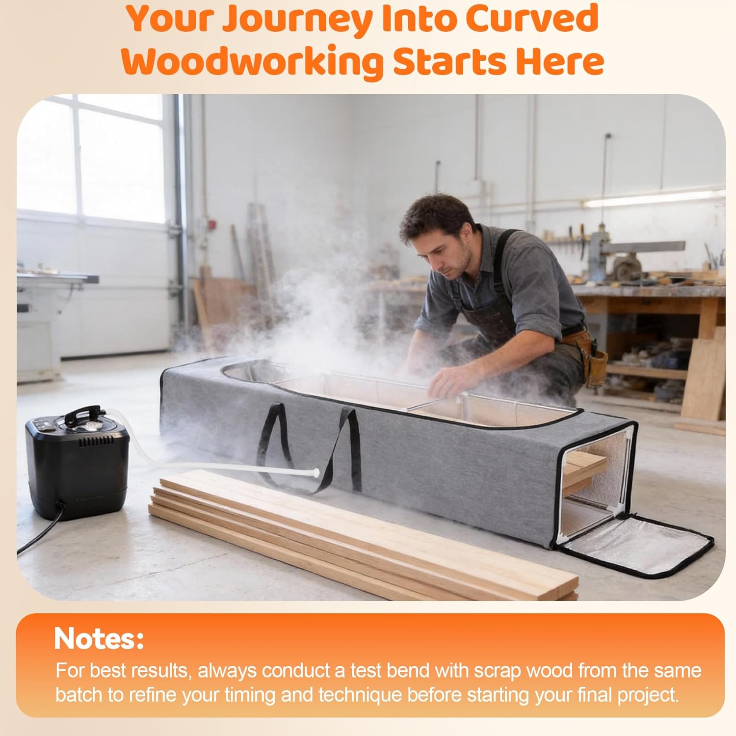 Wood Bending Steam Generator Kit,63"Foldable Steam Box,4L Electric Steam Generator,Complete Wood Steamer for Curved Woodworking,Tool-Free Setup,Adjustable Temperature for Furniture Making,DIY Projects