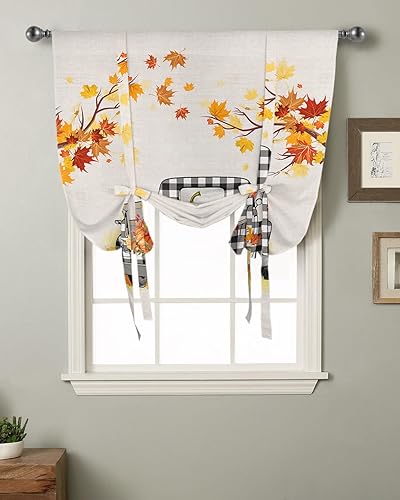 Miniatura 2 de Cenefa de otoño para ventanas, cenefa de otoño de calabaza para ventanas, persianas de amarre para camión con cenefa de cortina de calabaza Harvet