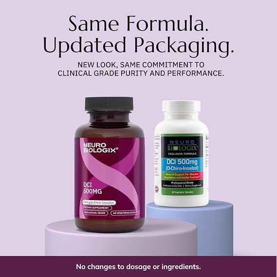 Neurobiologix D-Chiro Inositol 500 MG, High-Potency Inositol Supplement, Energy & Hormone Balance for Women & Men, Supports Metabolic Function, Dairy & Gluten Free, Non GMO, 60 Vegetable Capsules | Supports healthy glucose metabolism, steady energy & hormone balance for women & men. Gluten Free, Non GMO