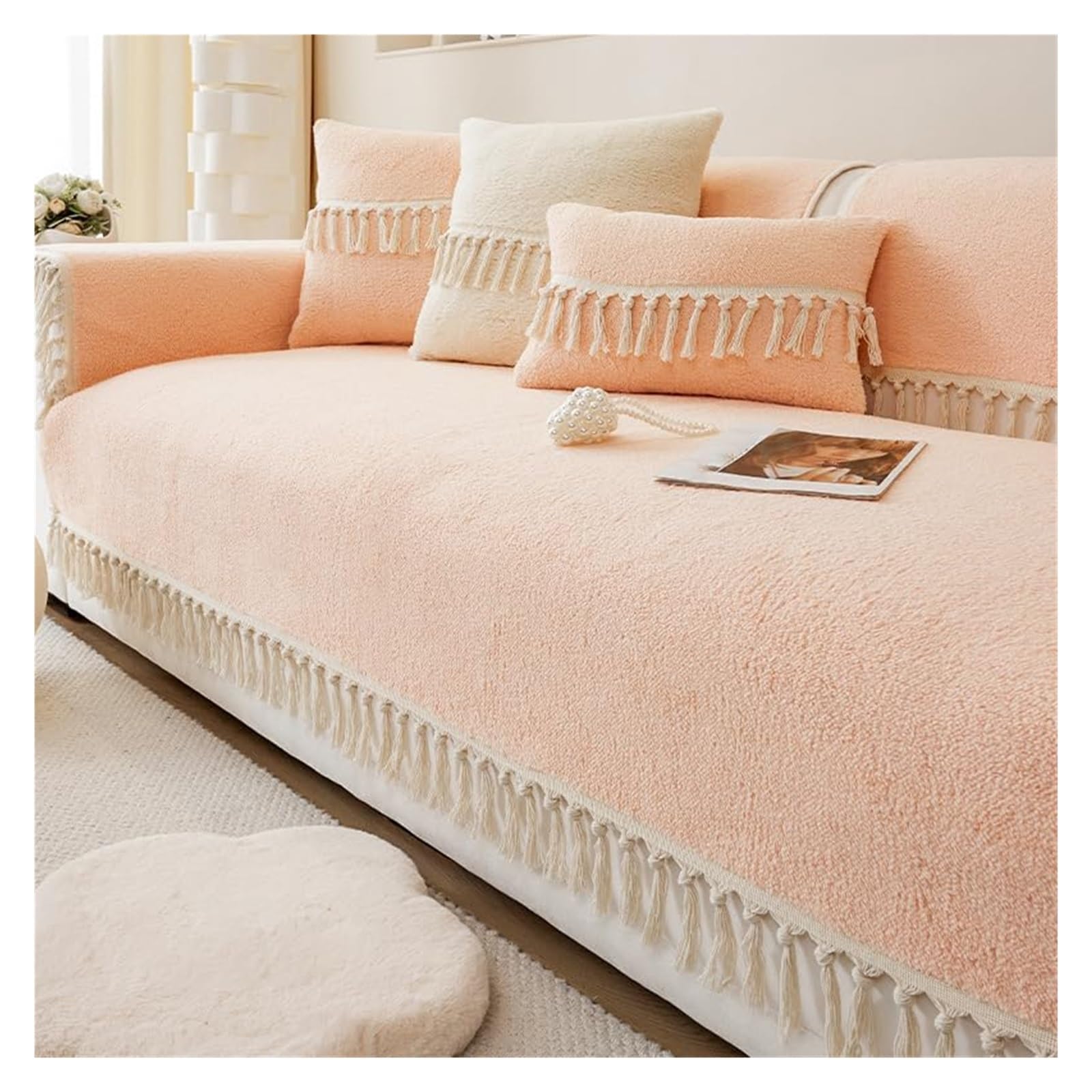 Housse de canapé d'angle en peluche douce style 2 avec taie 30x50 cm