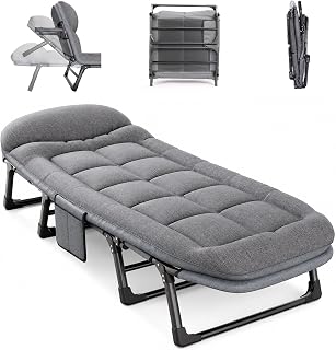 折りたたみベッド 簡易ベット シングル 幅55×長170×高さ30cm ソファベッド 6段階角度調整 ワンルーム 寝具 オフィス 昼寝 リクライニング 疲れない 座椅子 室内 読書 テレビ鑑賞 耐荷重200kg 軽量 防災 収納便利 折りたたみ式 サブベッド (170*55cm)