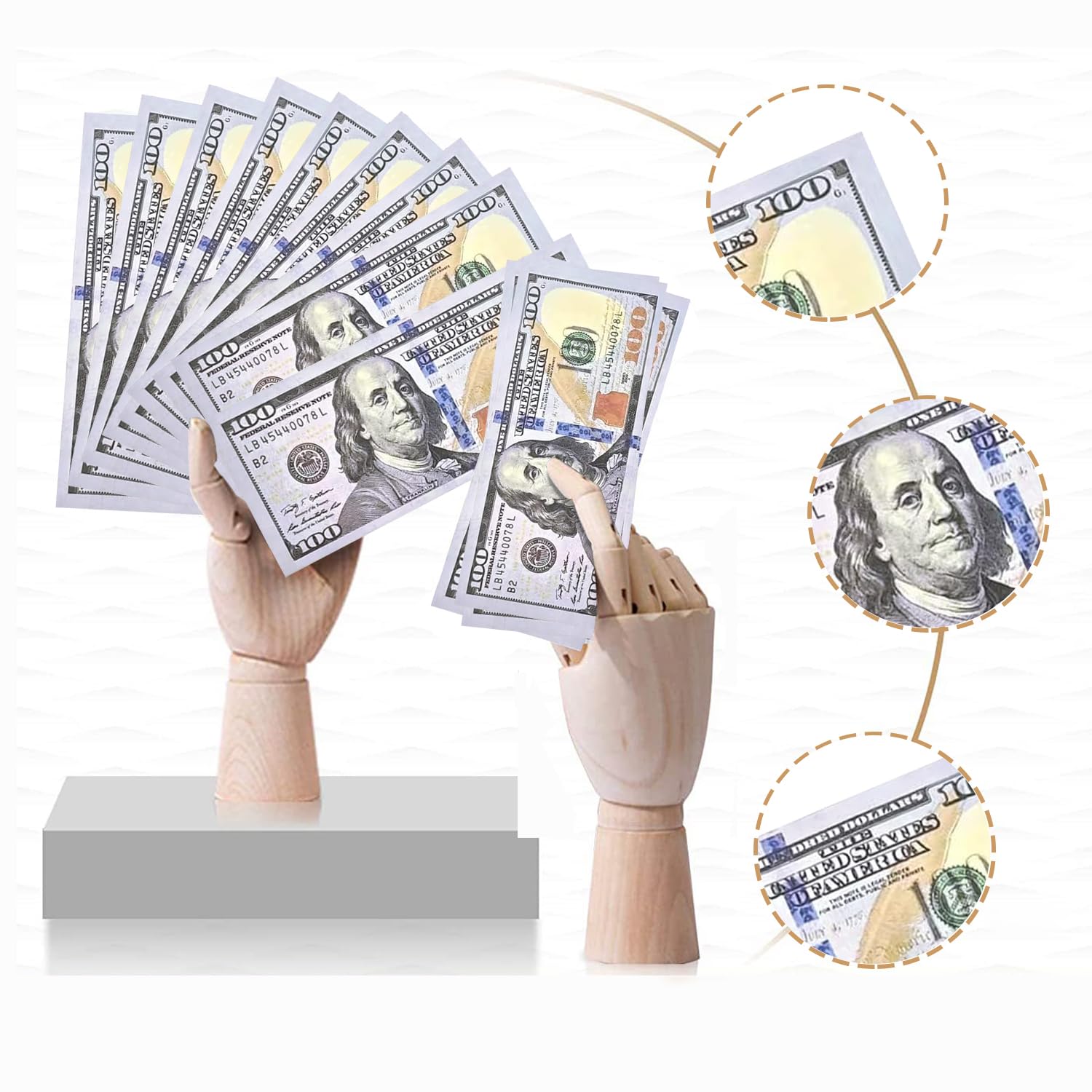 AMJKEJI 100 Piezas Billetes Falsos Tamaño Original Dólares, Copy Billetes Dolar Falsos 100$ Dinero Juguete para Caja Registradora Niño, Juego de rol, Películas, Anuncios Publicitarios