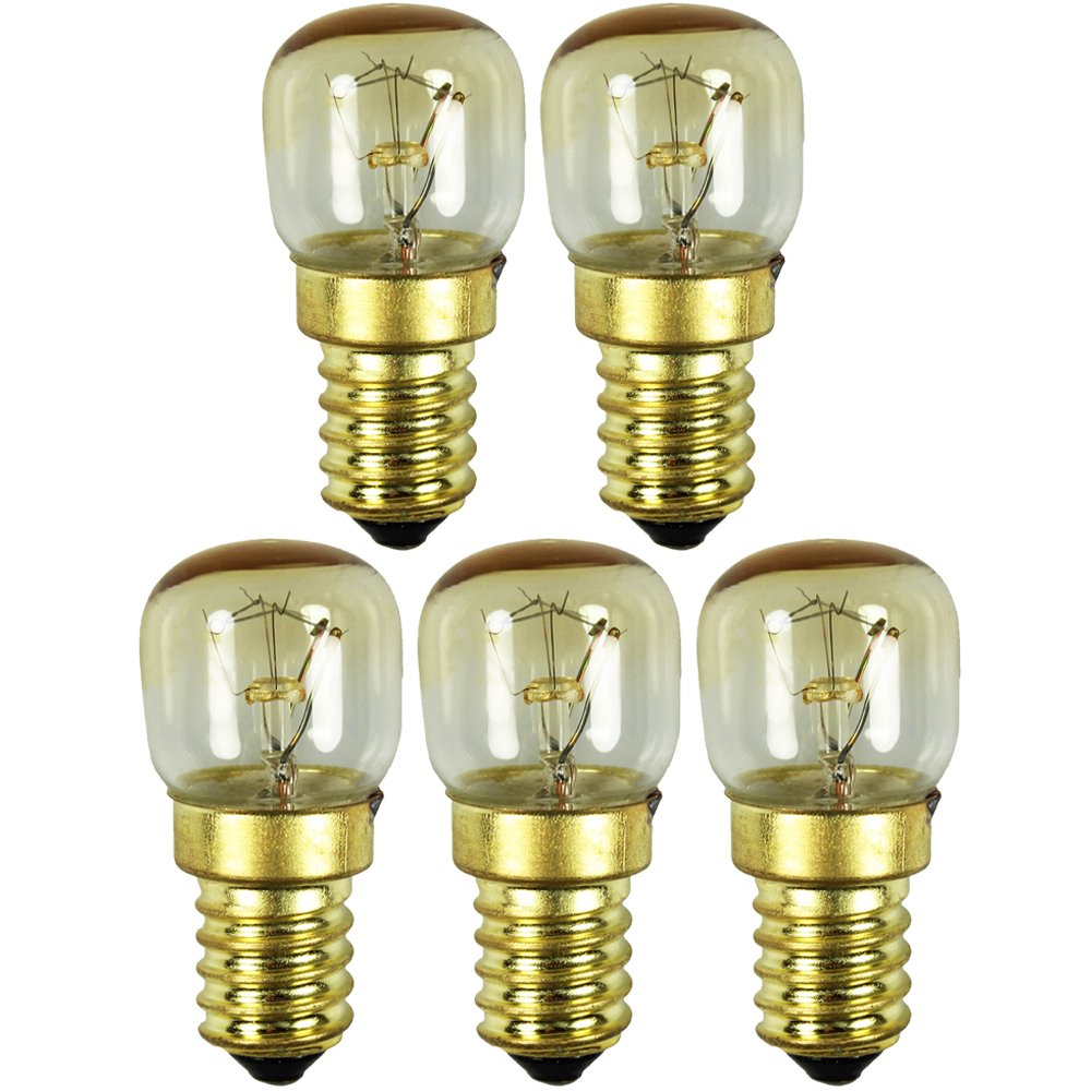 COM-FOUR® 5x zarówka do piekarnika do 300 ° C, ciepla biala zarówka | E14 - 230V