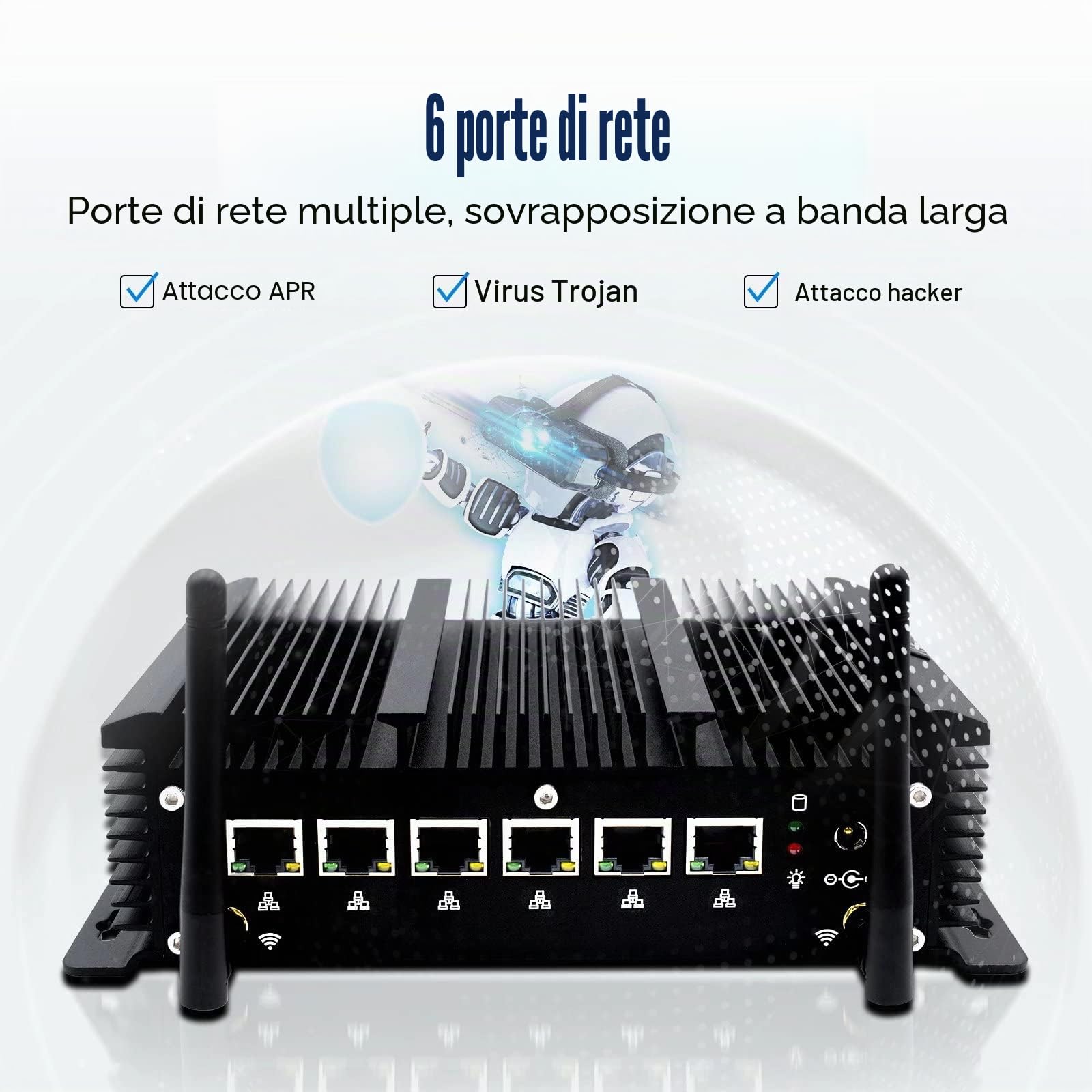 WEIDIAN Firewall PC Micro Appliance 2.5G, Fanless Computer 6 x 2.5GbE I225-V Port, Industrial PC Core i5-8260U, HD, USB3.0, WiFi, SIM Slot, RS232 COM, RJ45 COM, OPNsense (8GB RAM 128GB SSD)