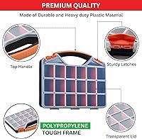 Vista 6 de Andalus Tools Organizer Box, Small Parts Storage 18-Compartment Portable Hardware Organizer Removable Plastic Dividers for Screws, Nuts, Bolts, 1