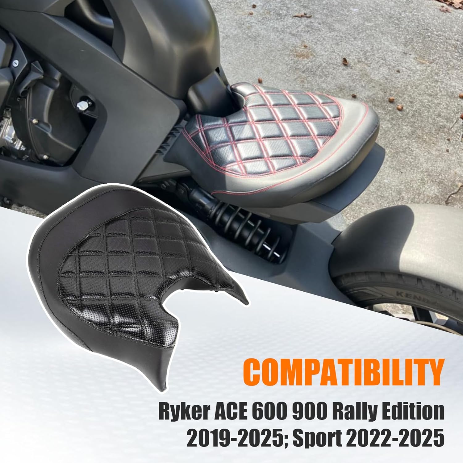 PSLER Rider Driver Seat for Ryker - Wide & High Comfort Seat Compatible with Ryker 600 900 Sport Rally Edition 2019-2025, Durable & Ergonomic Ryker Seat, Black