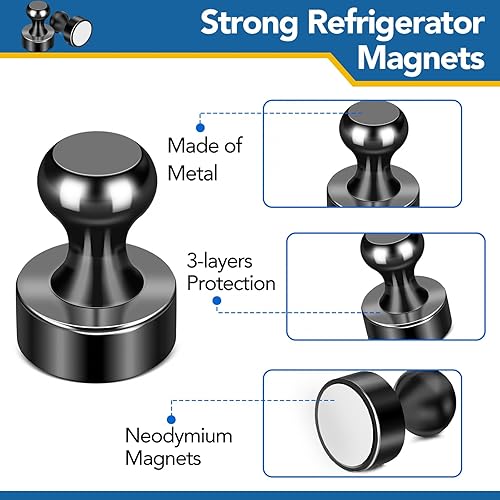 Miniatura 68 de Imanes para refrigerador, 20 unidades, imanes tipo chincheta de metal, dorados, ideales para pizarras blancas, oficinas, aulas o mapas