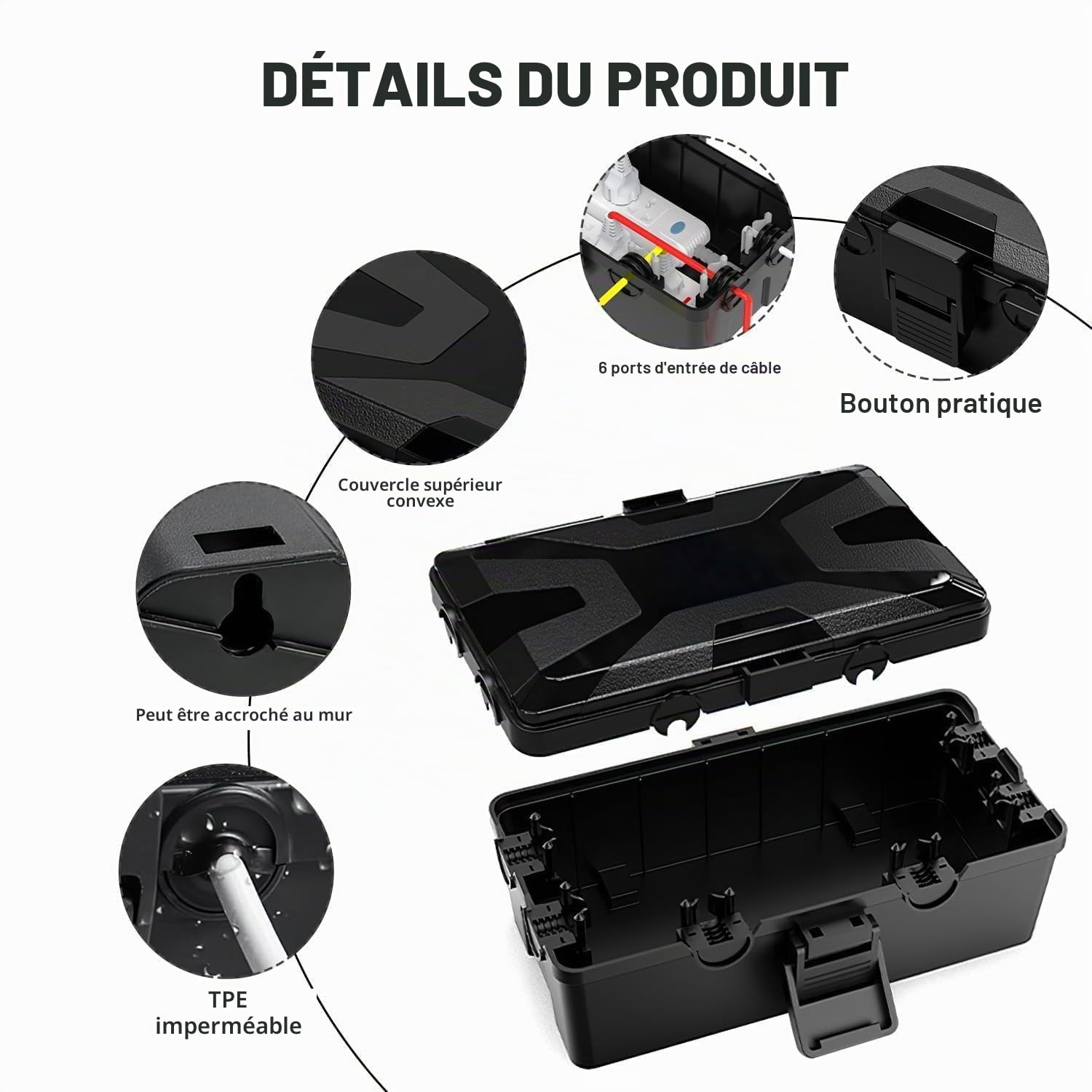Protege Prise Multiprise Extérieur Étanche IP64, Boîte de Dérivation Étanche, Coffret Électrique de Protection pour Câbles d'Extension et Boîtiers de Prises, Usage Extérieur